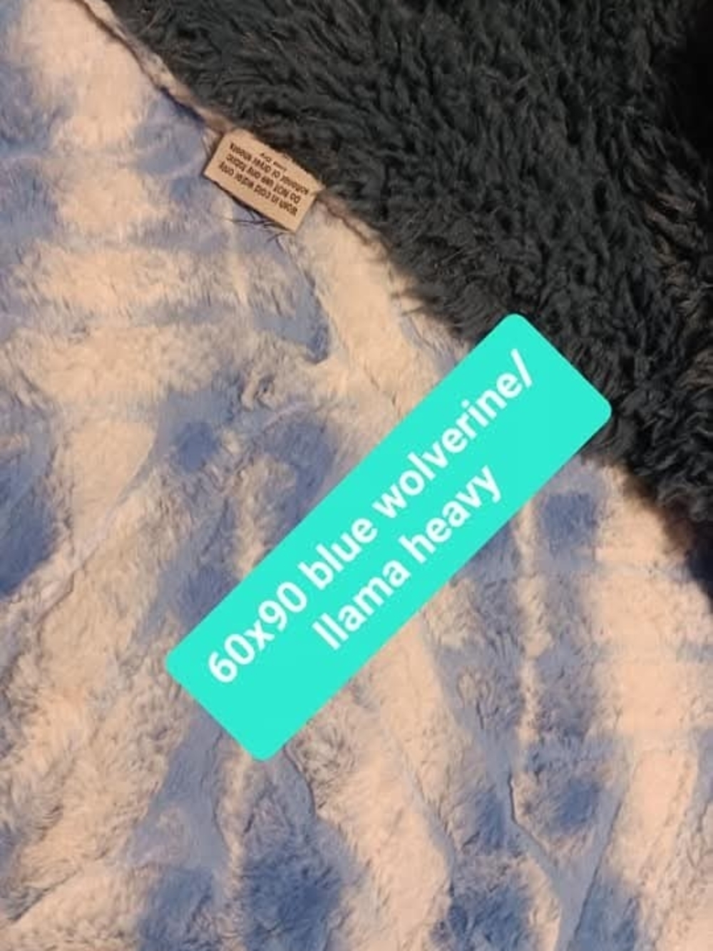 Wolverine Plush Minky Blanket Blue and Dark Teal